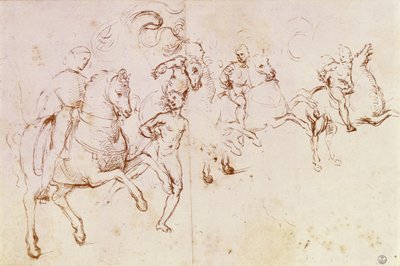 Studio di quattro cavalieri e un nudo maschile per una 